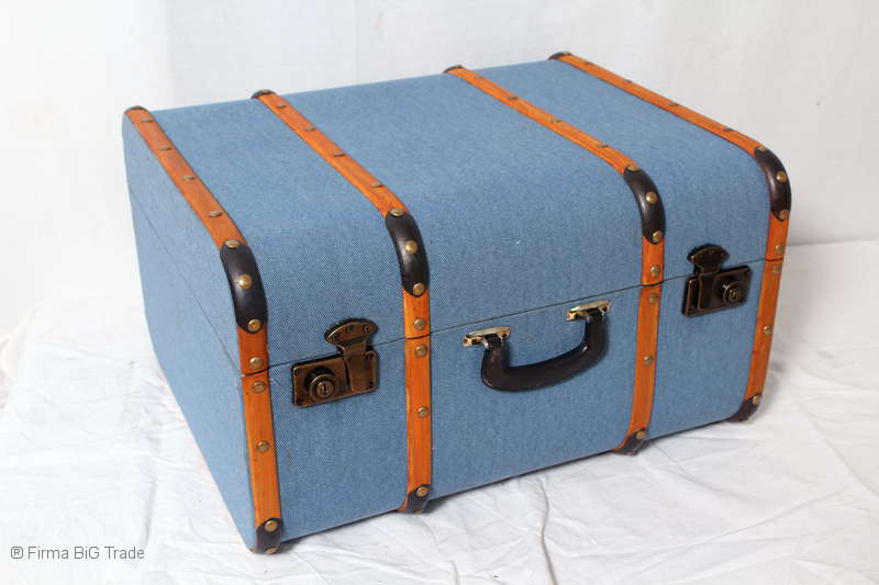 Vintage Koffer Oldtimerkoffer Kutscherkoffer Blau Holzleisten 4 Größen "XL" 