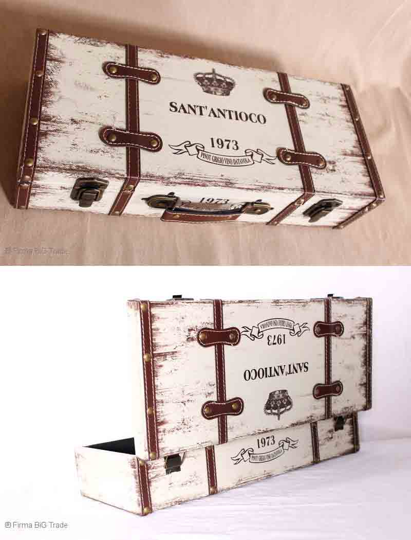Shabby Chic Holzkoffer Oldtimer koffer Kinderkoffer beschriftet 3 Größen M Leder 