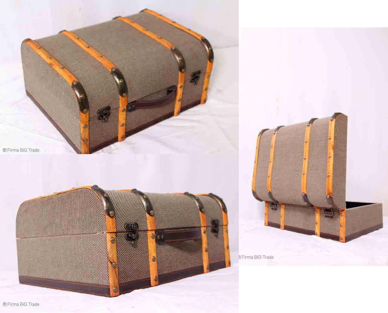 VINTAGE / Black Suitcase Oldtimerkoffer Koffer Kroko Muster Holzlatten 4 Gr 
