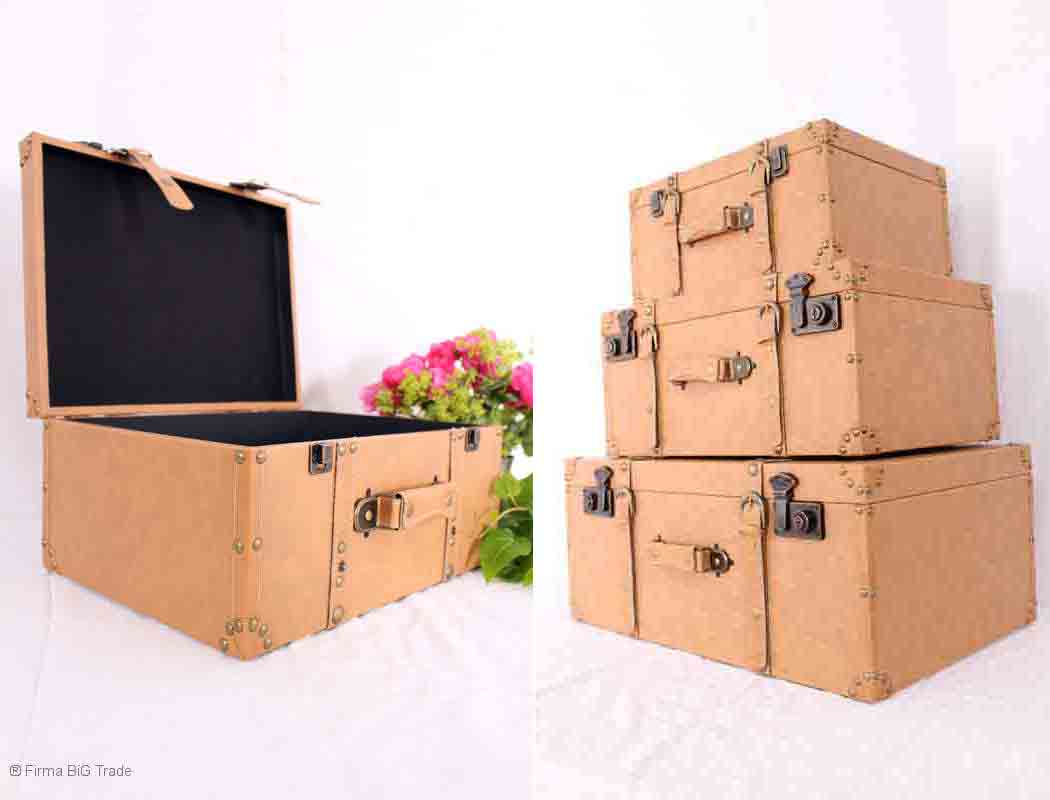 Shabby Chic Holzkoffer Oldtimer koffer Kinderkoffer beschriftet 3 Größen M Leder 